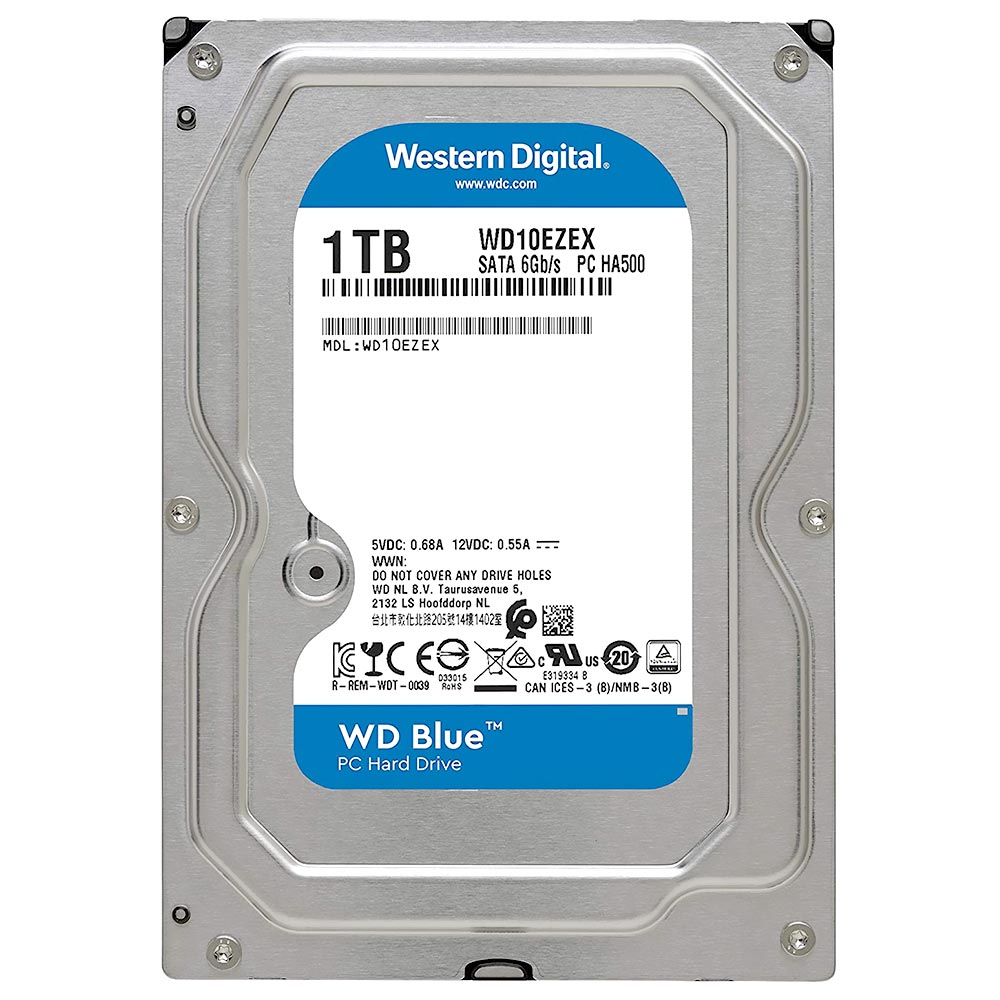 HD Western Digital 1TB WD Blue 3.5" SATA 3 7200RPM - WD10EZEX