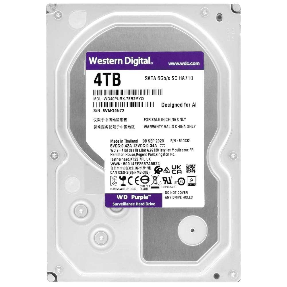 HD Western Digital 4TB WD Purple 3.5" SATA 3 5400RPM - WD40PURX
