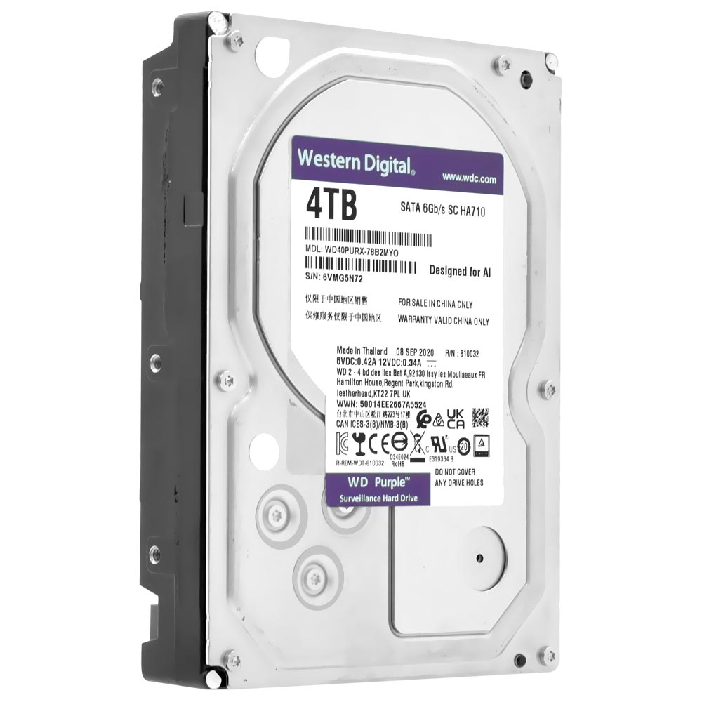 HD Western Digital 4TB WD Purple 3.5" SATA 3 5400RPM - WD40PURX