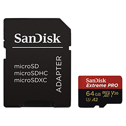 Cartão de Memória Micro SD SanDisk Extreme Pro U3 64GB 4K - SDSQXCU-064G-GN6MA