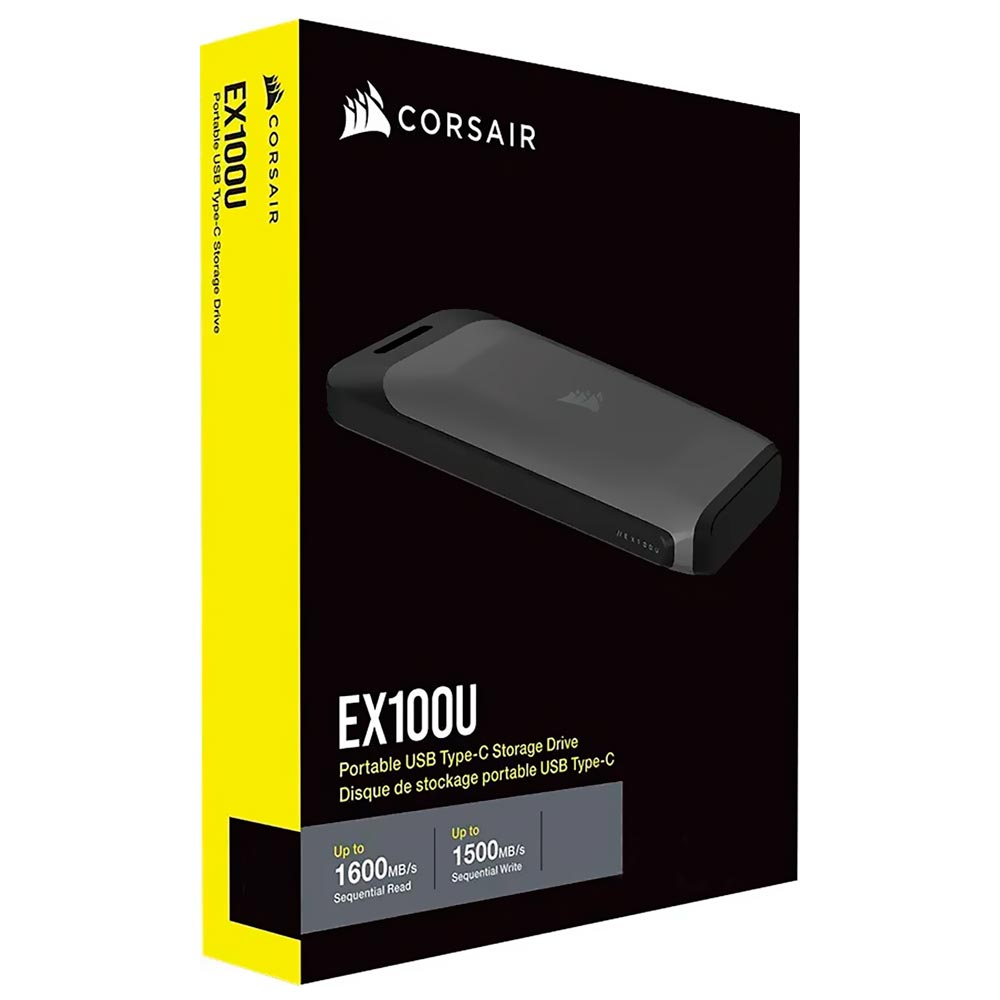 SSD Externo Corsair 4TB Portátil EX100U - Preto / Cinza (CSSD-EX100U4TB)