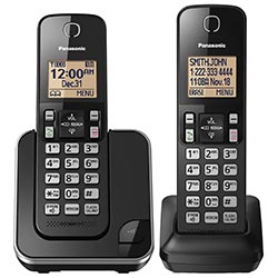 Telefone Panasonic KX-TGC352LAB Sem Fio / 2 Base / Bina / 110V - Preto