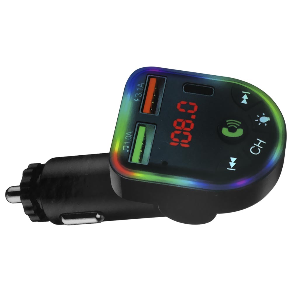 Transmissor Digital para Carro Satellite A-MP45 LED / Bluetooth / FM / MP3 / USB / USB-C - Preto
