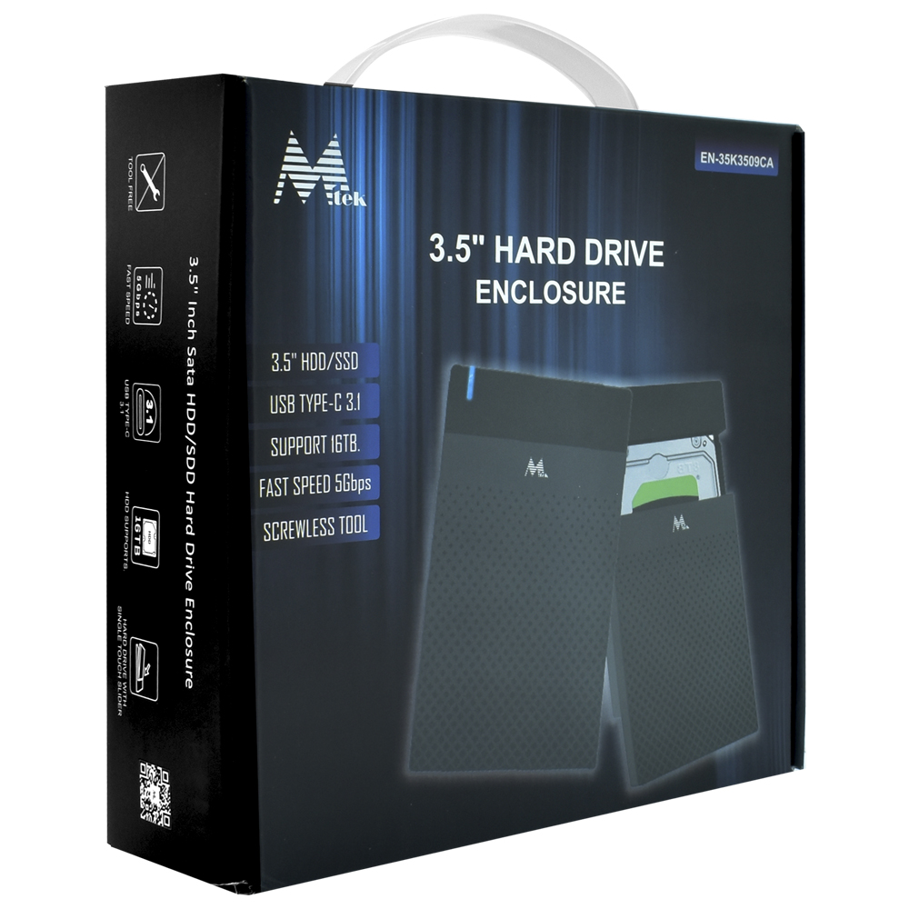 Gaveta Mtek EN-35K3509CA SATA 3.5" SSD / HDD / USB-C 3.1 - Preto