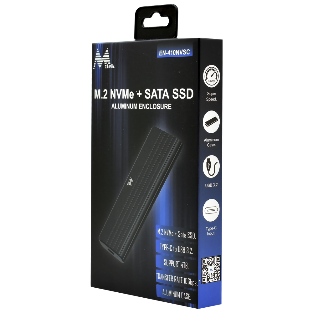 Gaveta Mtek EN-410NVSC Aluminium SSD M.2 / USB-C 3.2 - Preto