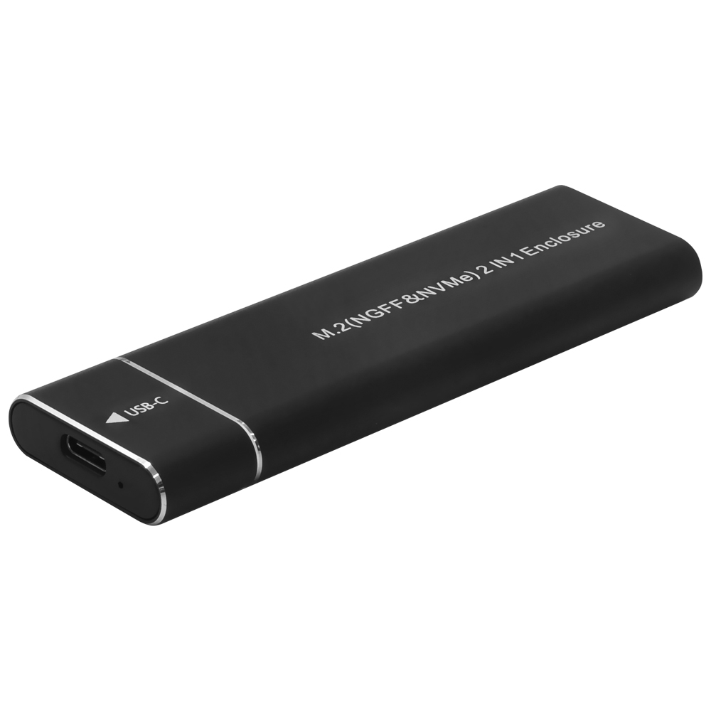 Gaveta NGFF & NVME 2IN1 Enclosure SSD M.2 / USB-C - Preto