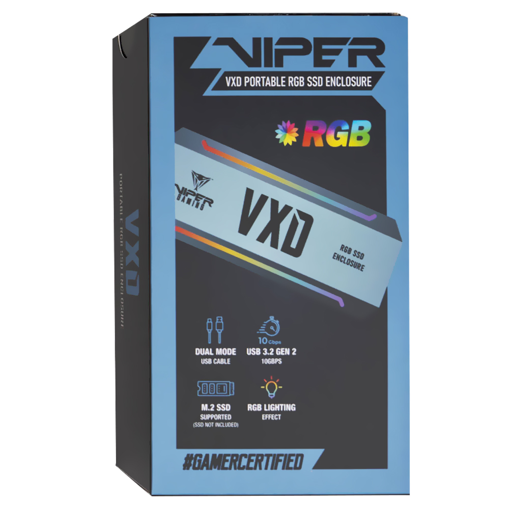 Gaveta Patriot Viper Gaming VXD PV860UPRGM SSD M.2 / USB-C / RGB - Cinza