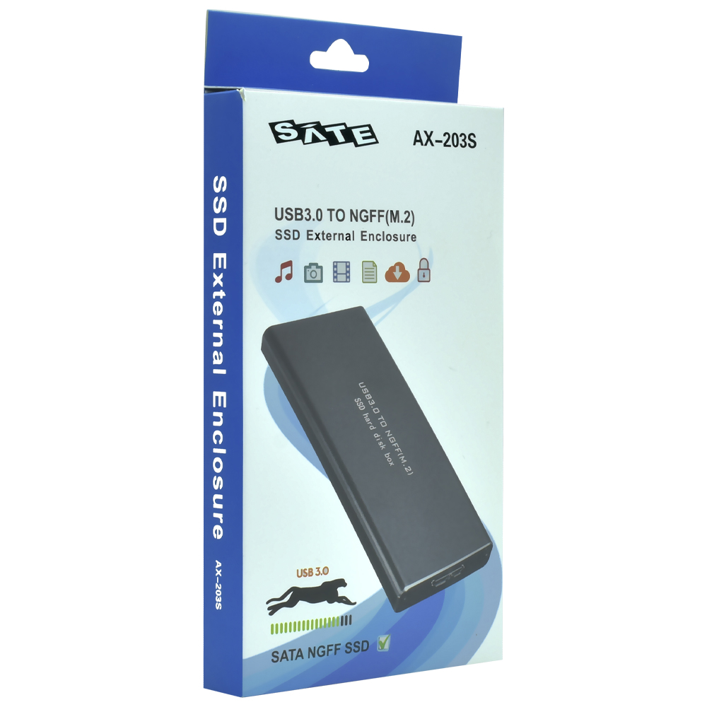 Gaveta Satellite AX-203S SSD M.2 / USB 3.0 - Preto