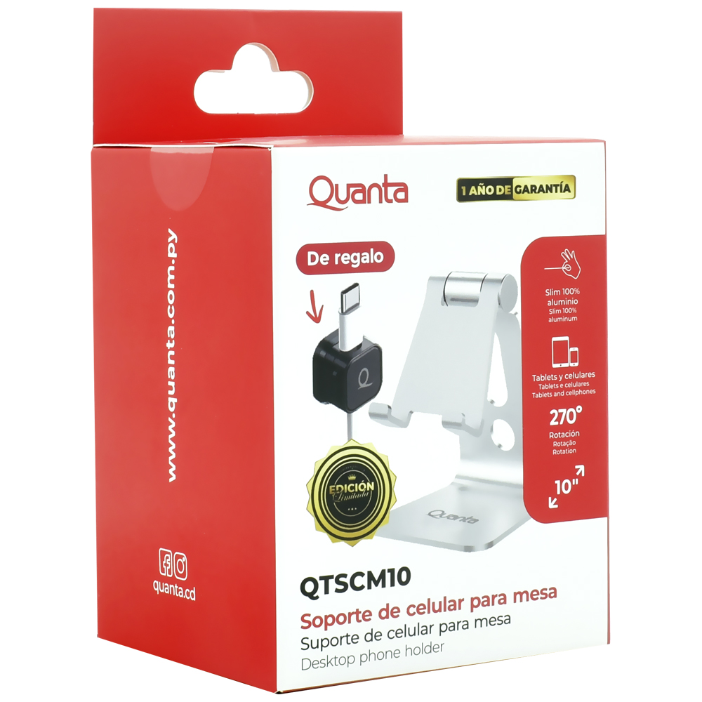 Suporte de Celular Quanta QTSCM10 para Mesa - Prata