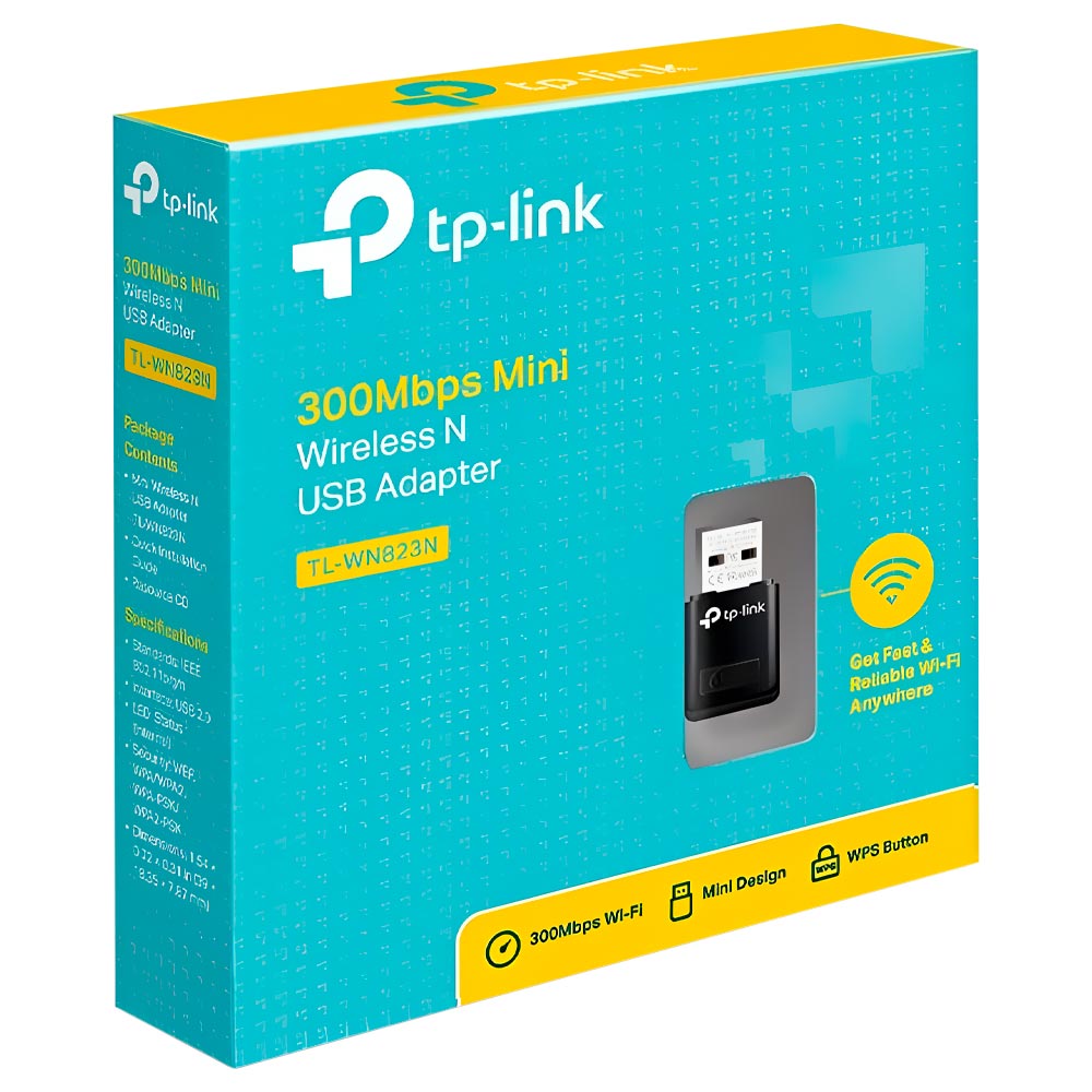 Adaptador Wi-Fi Tp-Link Mini TL-WN823N USB / 300Mbps - Preto