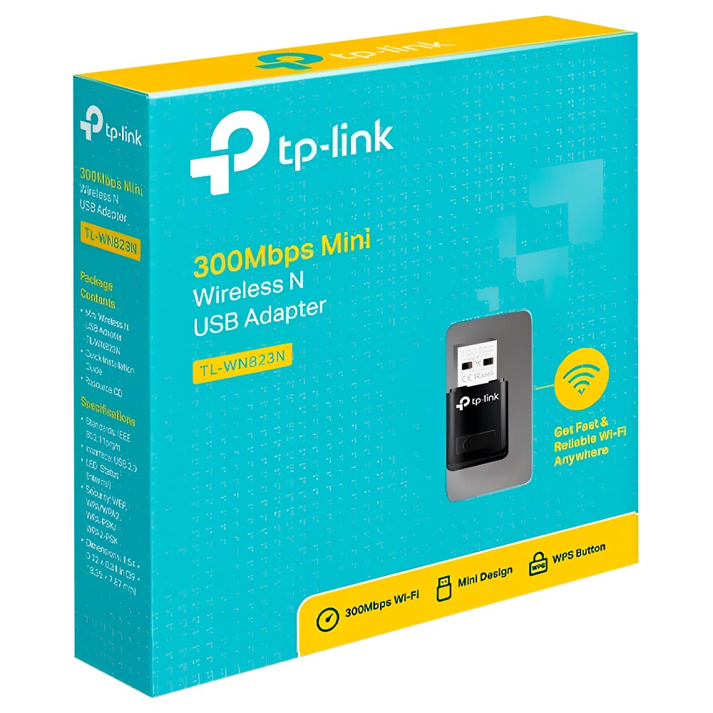 Adaptador Wi-Fi Tp-Link Mini TL-WN823N USB / 300Mbps - Preto