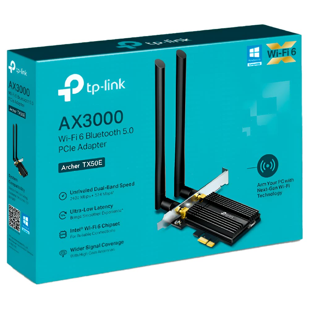 Adaptador Wifi / Bluetooth 5.0 Tp-Link Archer TX50E PCI Express Dual Band / 2.4GHz / 5GHz - 3000Mbps