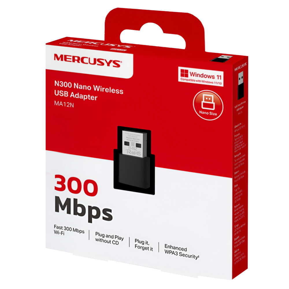 Adaptador Wifi Mercusys MA12N N300 Nano - 300Mbps