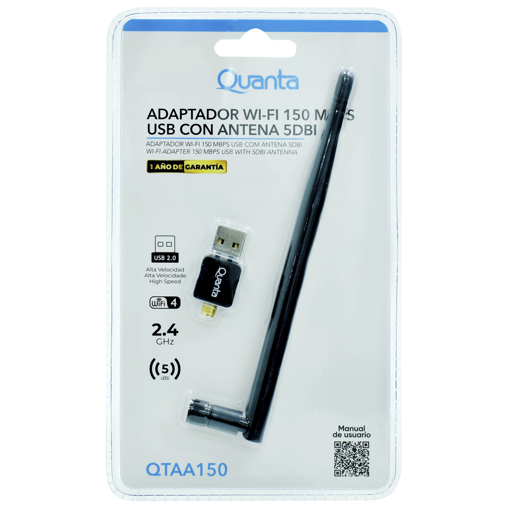 Adaptador Wifi Quanta QTAA150 USB / 2.4GHz / 150Mbps