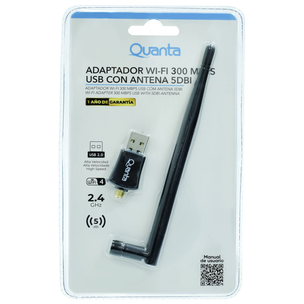 Adaptador Wifi Quanta QTAA300 USB / 2.4GHz / 150Mbps