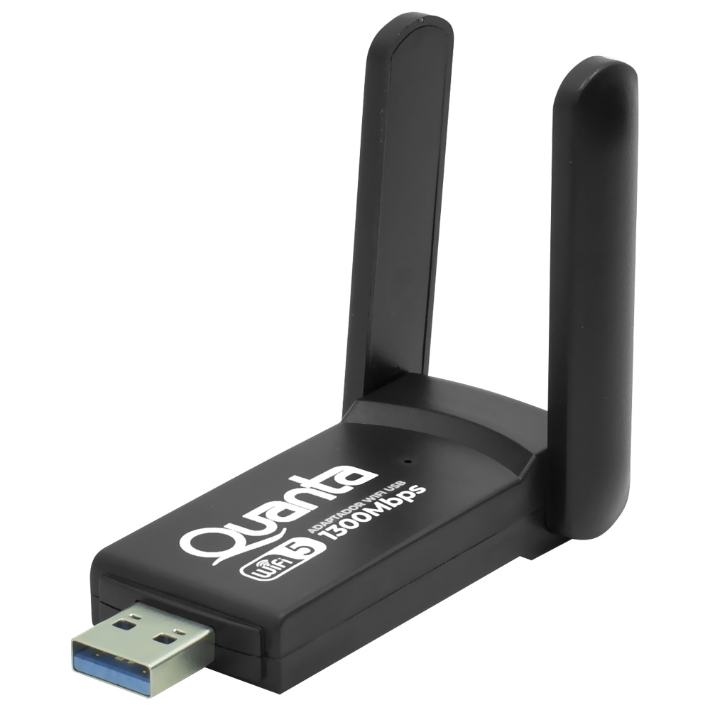 Adaptador Wifi Quanta QTAAD1300 Dual Band / 2.4GHz / 5GHz / 1300Mbps - Preto