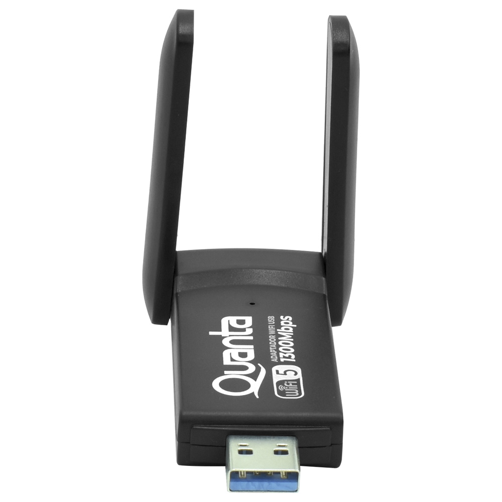 Adaptador Wifi Quanta QTAAD1300 Dual Band / 2.4GHz / 5GHz / 1300Mbps - Preto