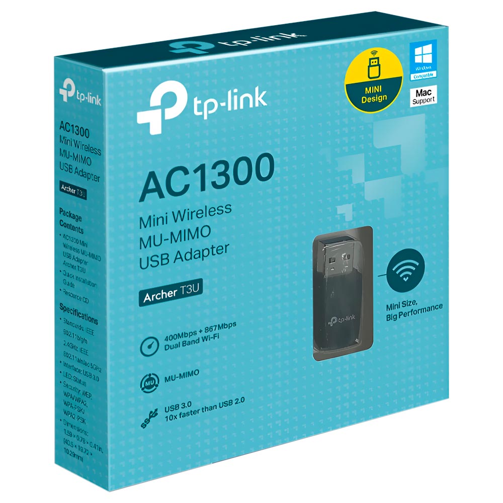 Adaptador Wifi Tp-Link Archer T3U Mini Mu-Mimo USB Dual Band /  2.4GHz / 5GHz - 1300Mbps