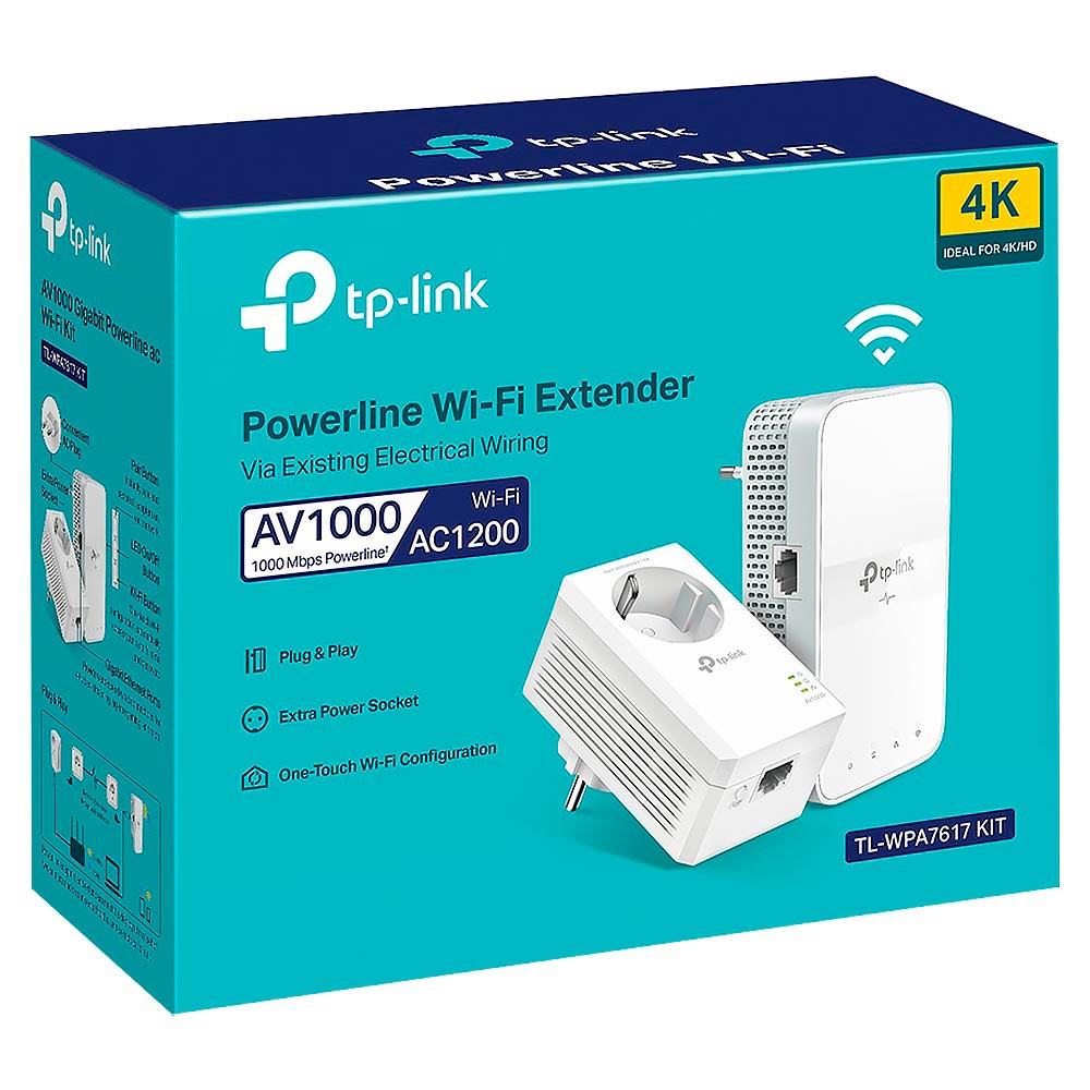 Extensor de Rede Tp-link TL-WPA7617 Kit Powerline AV1200