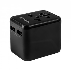 Adaptador Tomada Universal Verbatim UTA-01 / 2 USB / 12W - Preto