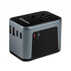 Adaptador Tomada Universal Verbatim UTA-03 / USB-C QC 3.0 / 2 USB-C / 2 USB / 30W - Preto