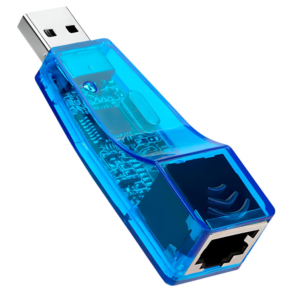 Cabo Adaptador USB 2.0 Macho / RJ45 10/100Mbps Fêmea - Azul