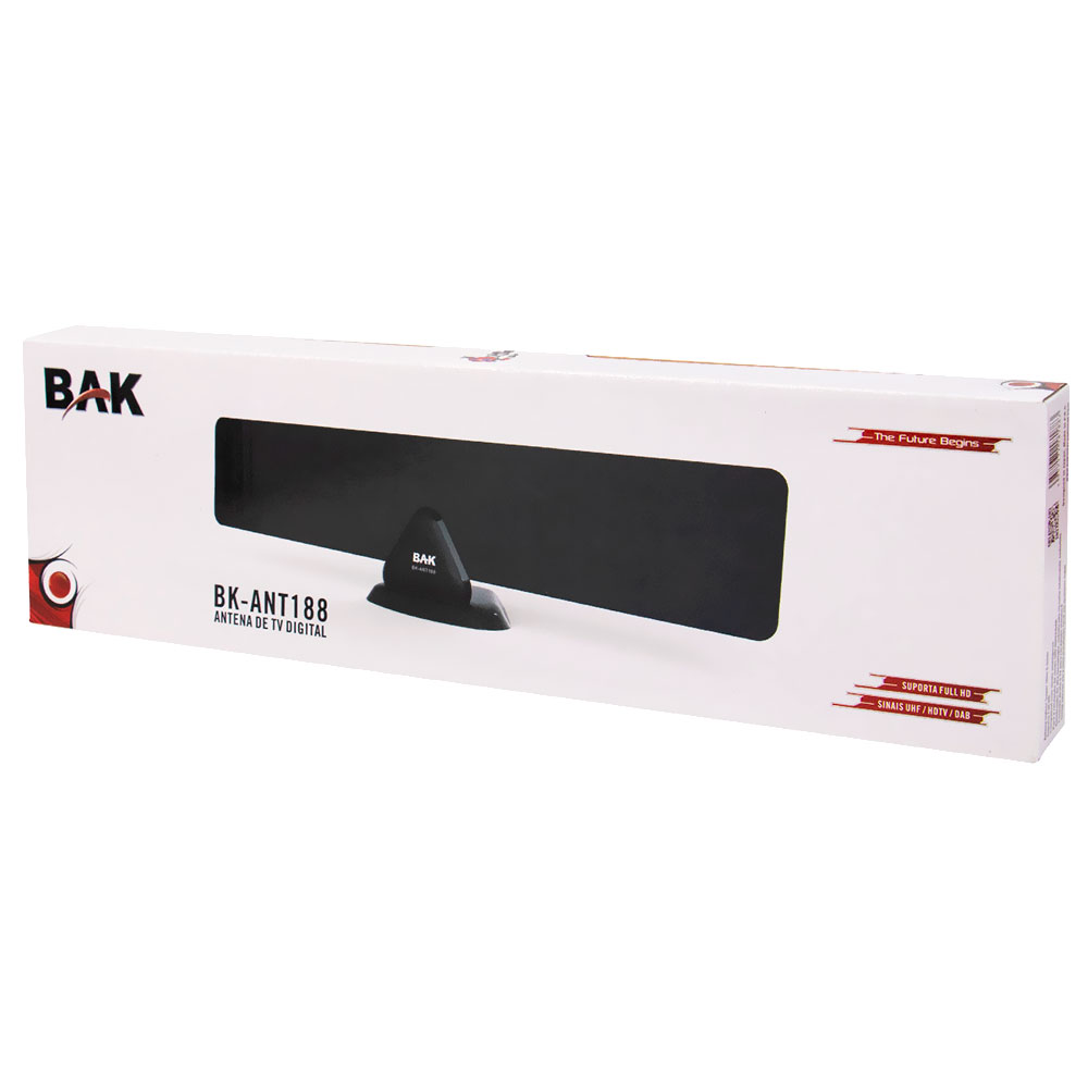 Antena para TV Digital BAK BK-ANT188 Interno / HD / UHF / HDTV / DAB - Preto