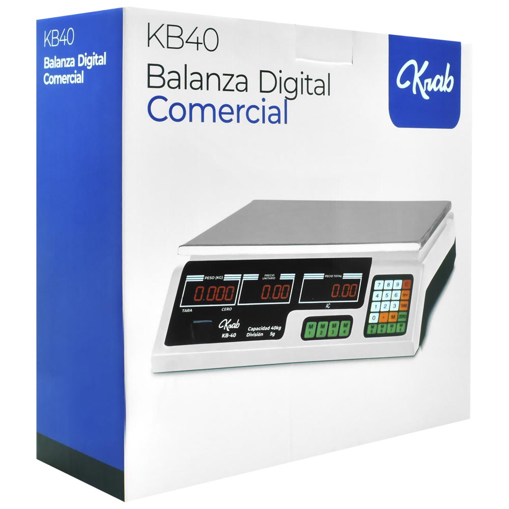 Balança Digital Comercial KRAB KB40 Bivolt Branco - 40KG
