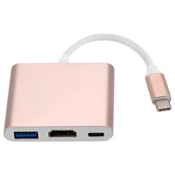 Cabo Adaptador HDL USB-C Macho para USB-C  Fêmea / HDMI / USB 3.0