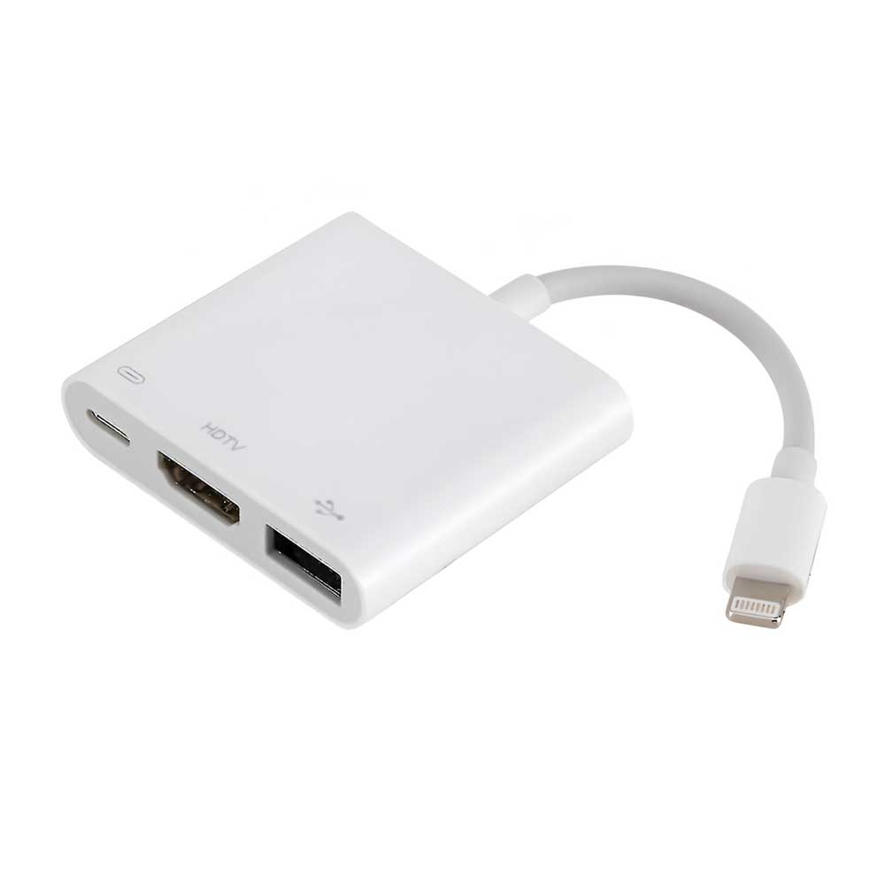 Cabo Adaptador Lightning Macho para HDMI / Type-C Fêmea / USB 3.0 Fêmea OTG