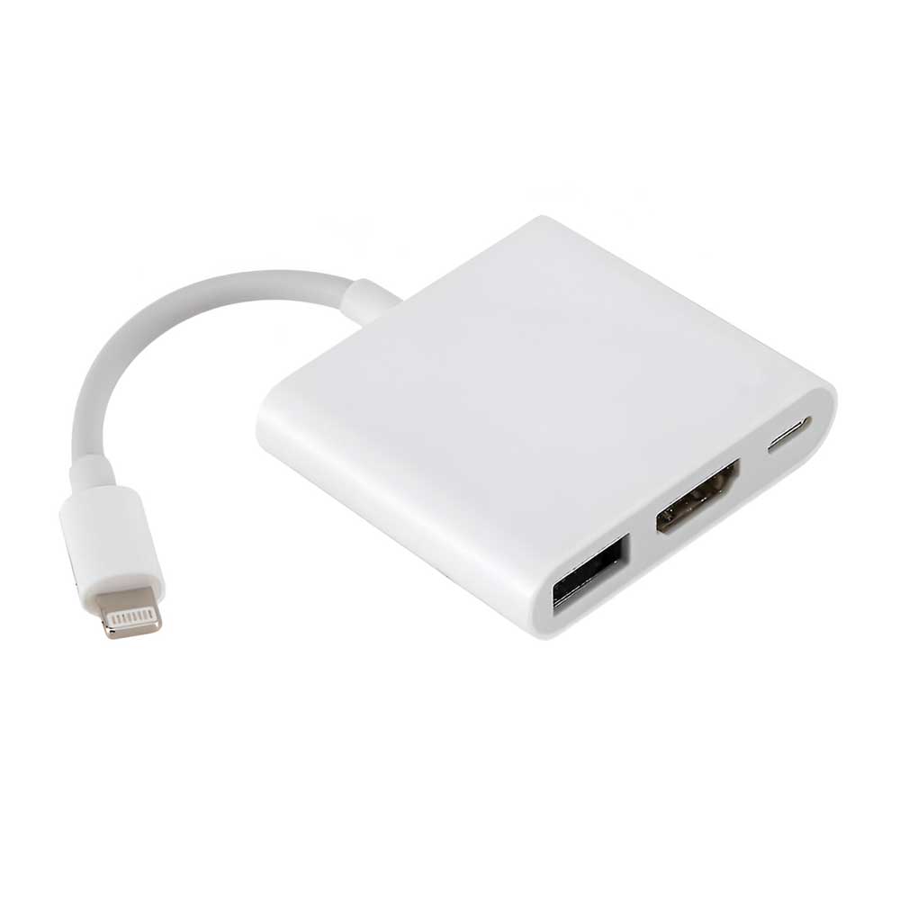 Cabo Adaptador Lightning Macho para HDMI / USB-C Fêmea / USB 3.0 Fêmea OTG