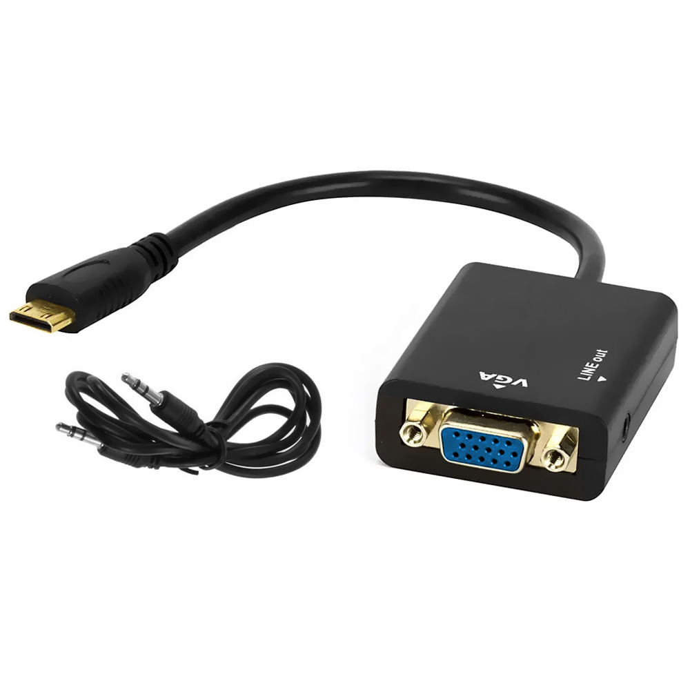 Cabo Adaptador Mini HDMI para VGA com Áudio - Preto