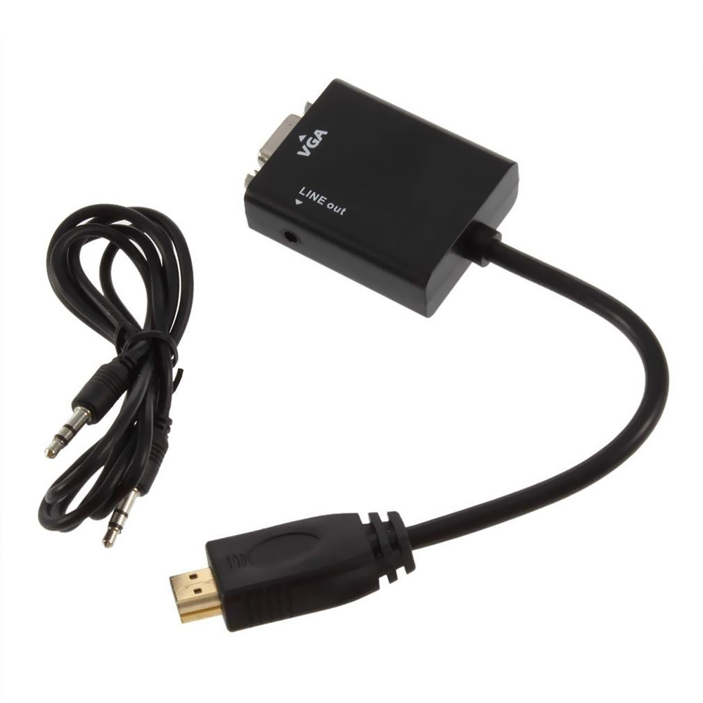 Cabo Adaptador Mini HDMI para VGA com Áudio - Preto