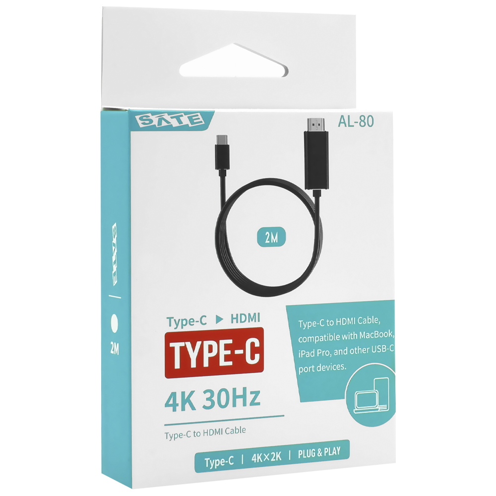 Cabo Adaptador Satellite AL-80 USB-C Macho para HDMI Macho 4K / 30Hz - 2M