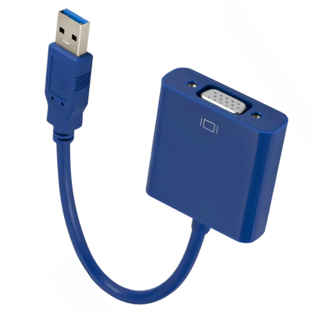 Cabo Adaptador USB 3.0 para VGA Fêmea - Azul