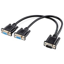 Cabo Adaptador VGA 2 Fêmea para VGA 1 Macho - Preto