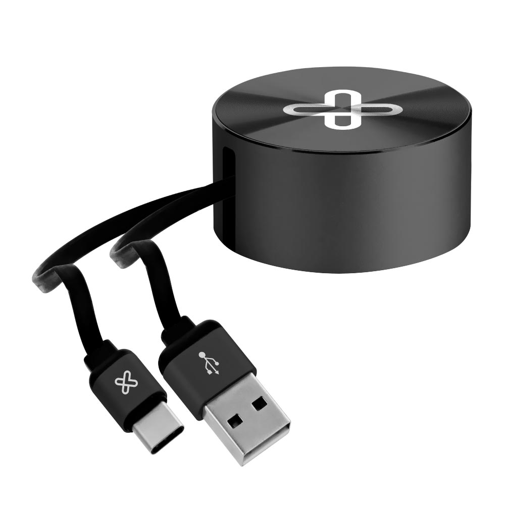 Cabo Adaptador USB-C Macho para USB Macho Klip KAC-110BK (Retrátil)