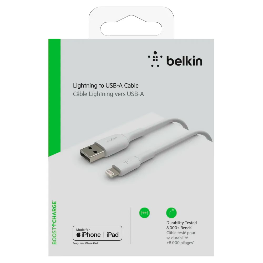 Cabo Belkin Lightning A USB CAA001BT1MWH Branco - 1M