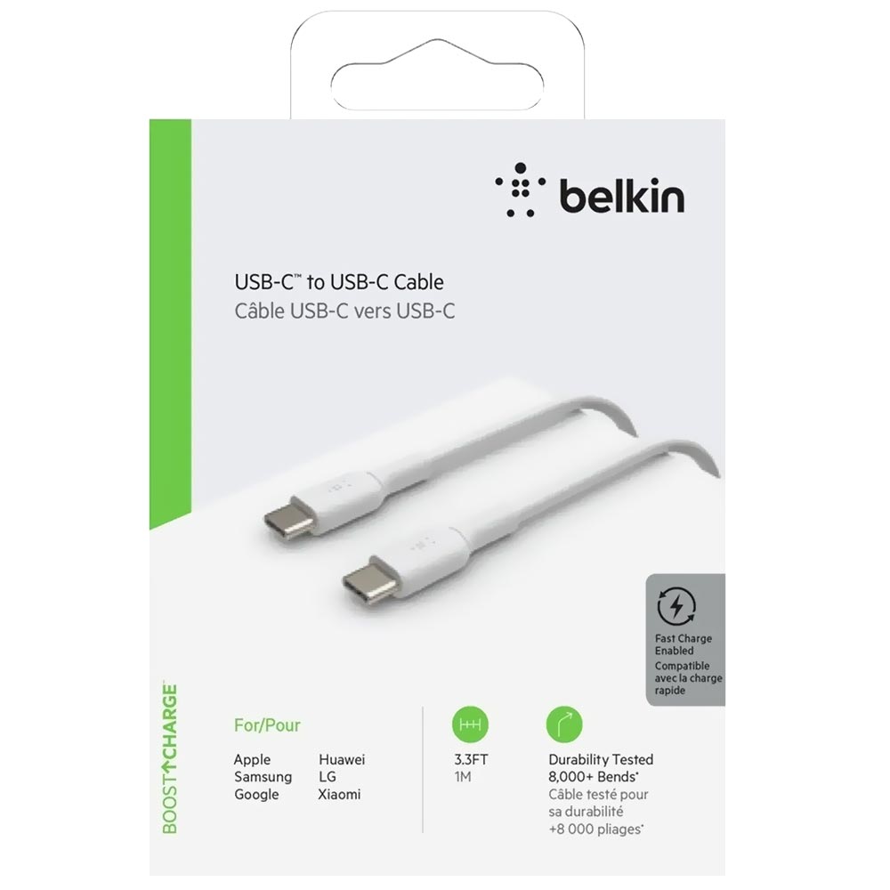Cabo Belkin USB-C Macho A USB-C Macho CAB003BT1MWH Branco - 1M