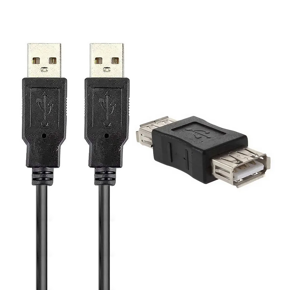 Cabo de Extensão USB para USB 2.0 Macho / Macho + Adaptador USB Fêmea - 1.5M