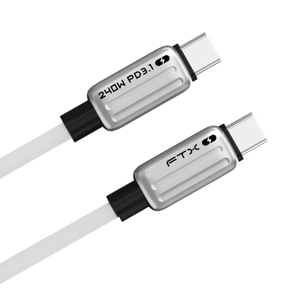 Cabo FTX USB-C Macho a USB-C Macho 240W / 2M - Branco (C160-U3-AMAF-2)