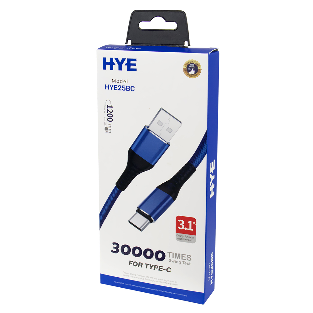 Cabo HYE HYE25BC USB-C Macho A USB Macho 1.2M - Azul