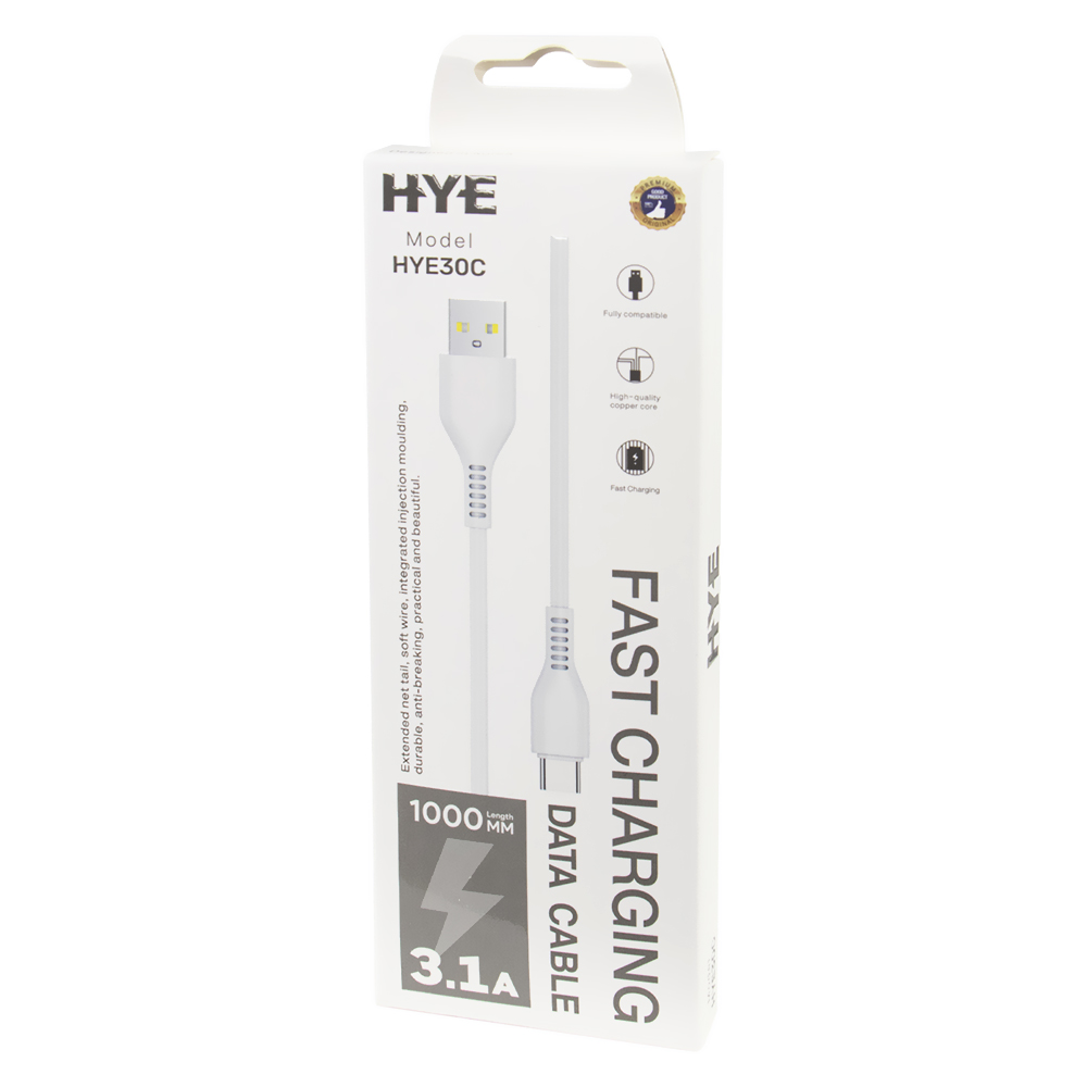 Cabo HYE HYE30C USB-C Macho A USB Macho 1M - Branco