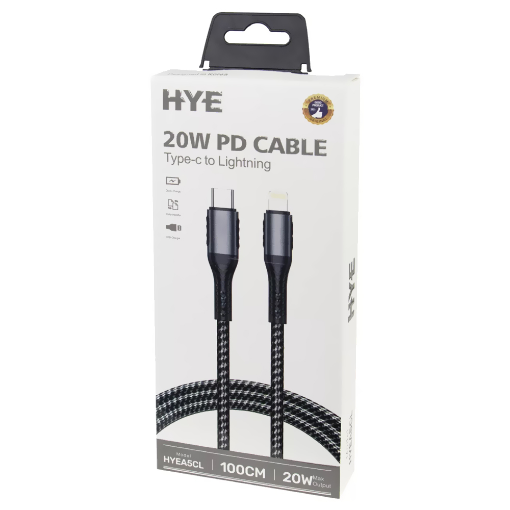 Cabo HYE HYEA5CL USB-C Macho A Lightning  20W / 1M - Preto