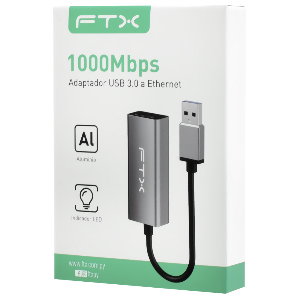 Adaptador de Rede USB 3.0 para RJ45 - FTX CT-AML1000-AG