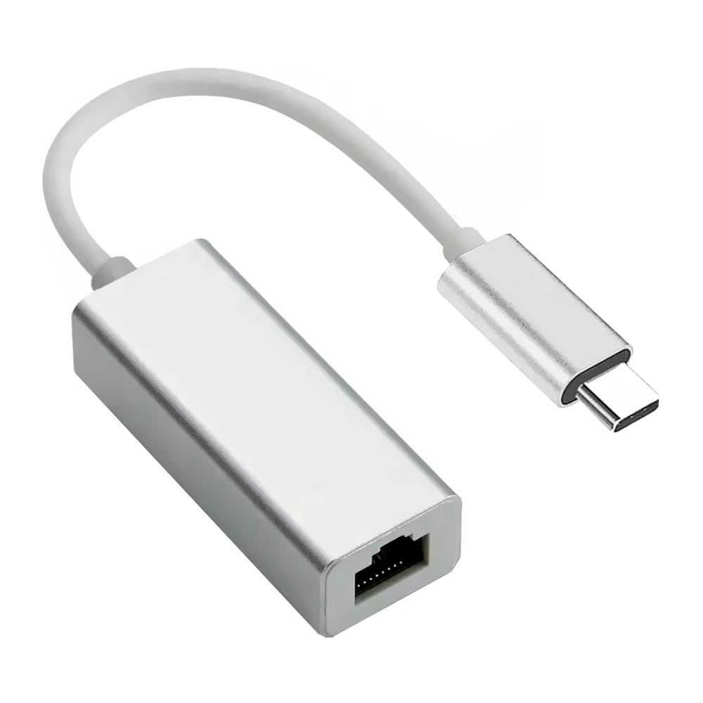 Adaptador de Rede USB-C para RJ45 / 1000Mbps Gigabit - Prata