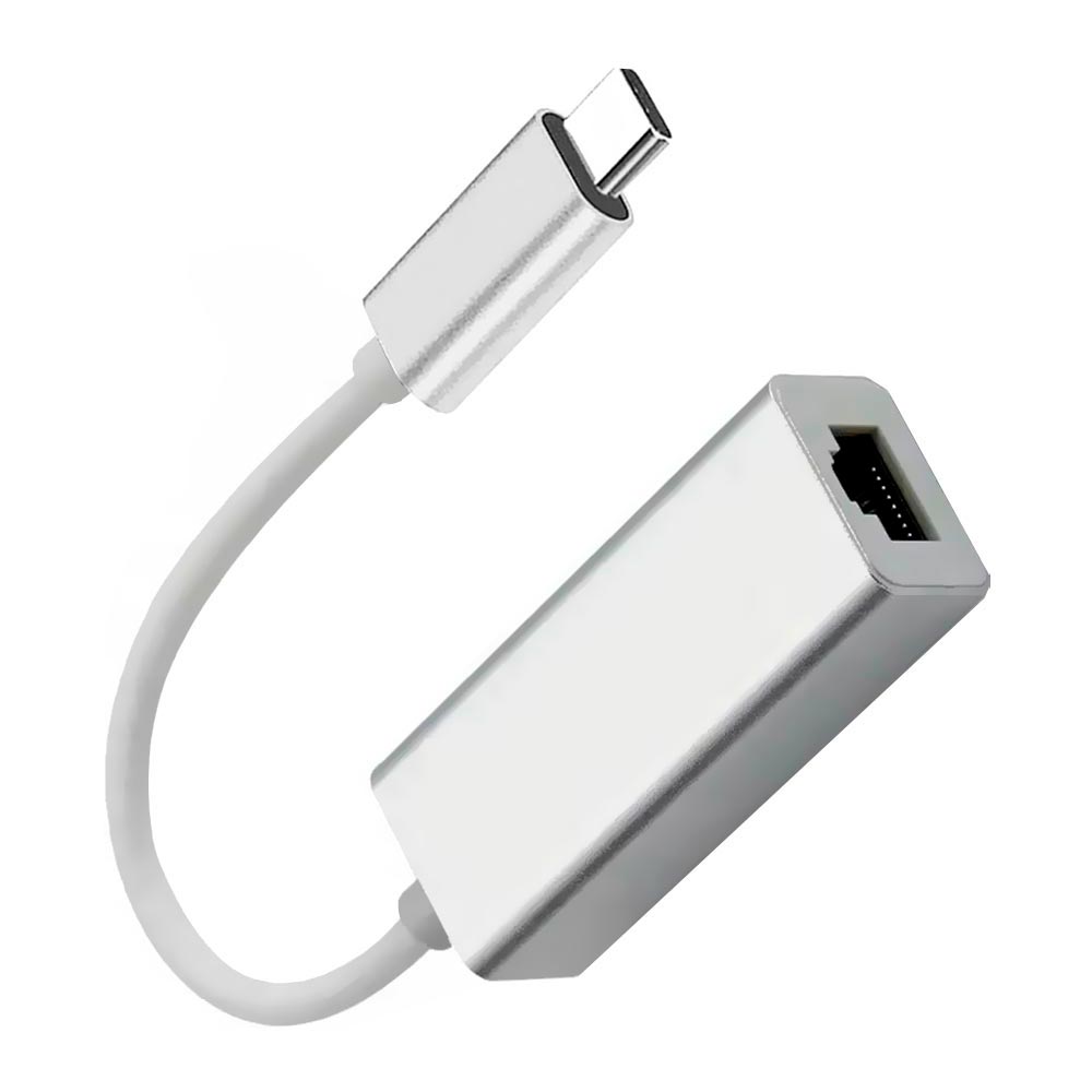 Adaptador de Rede USB-C para RJ45 / 1000Mbps Gigabit - Prata