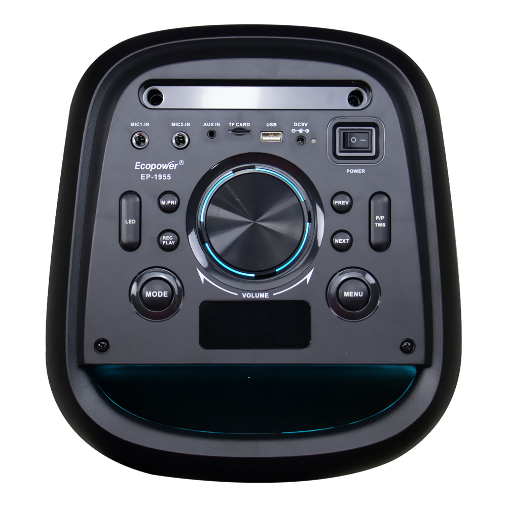 Caixa de Som Ecopower EP-1955 com Tela 6.5" / Bluetooth / USB / FM / TF / LED - Preto