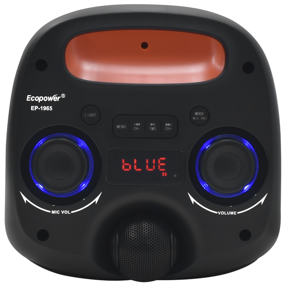 Caixa de Som Ecopower EP-1965 6.5" LED / Bluetooth / AUX / FM / TF / Recarregável - Preto