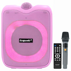 Caixa de Som Ecopower EP-1965 6.5" LED / Bluetooth / AUX / FM / TF / Recarregável - Rosa